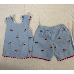 Miniwear Baby Girl Cherry Outfit Blue Top & Shorts Set 6–9 Months